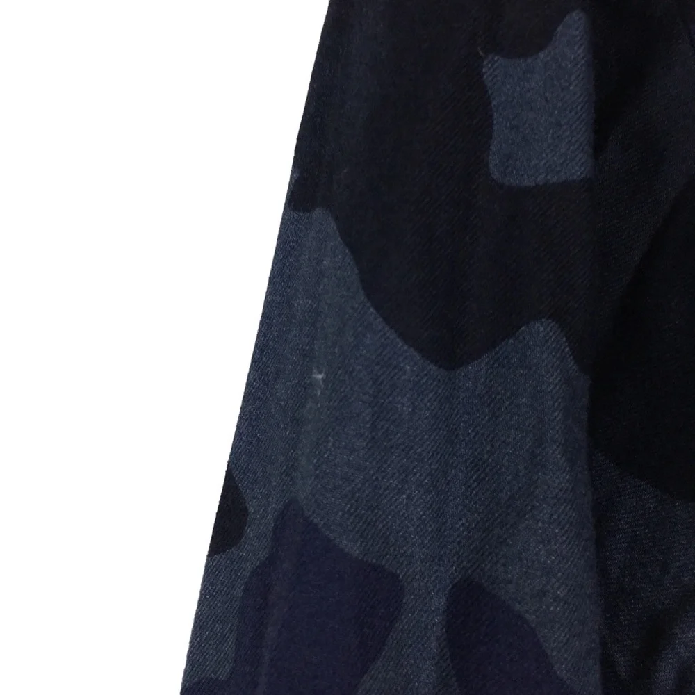 BANANA REPUBLIC Camo Button Up Shirt Untucked Fit Long Sleeve Flannel Navy Large